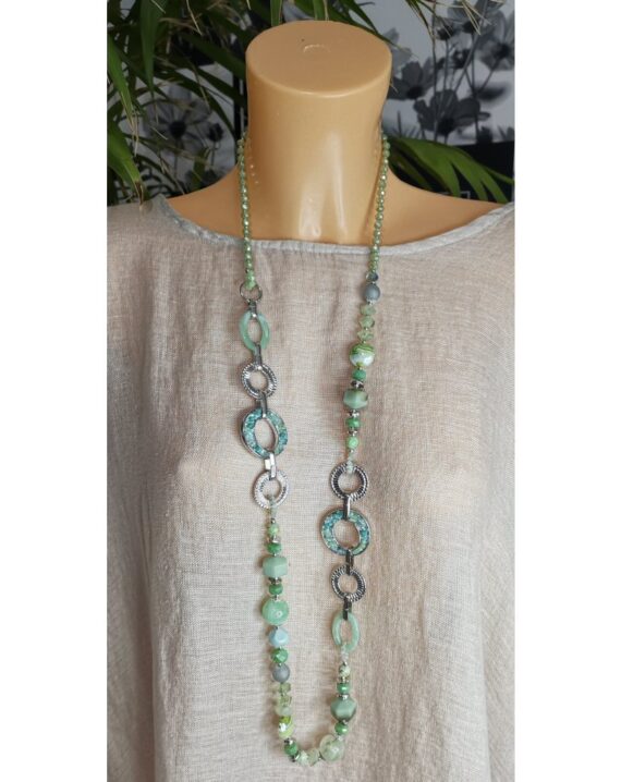 Tessa Marble Beaded Disc Necklace - Green