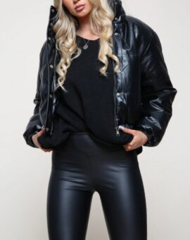 Kitty Leather Look Cropped Jacket
