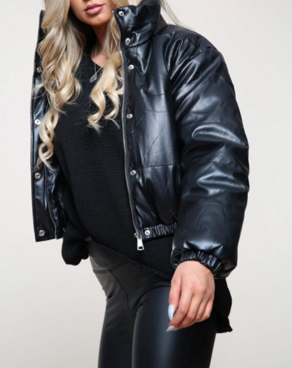 Kitty Leather Look Cropped Jacket