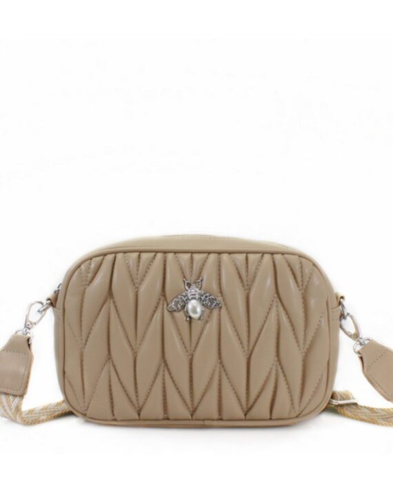Colette Quilted Cross Body Bag - Beige