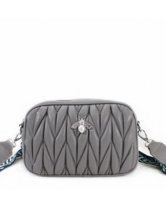 Colette Quilted Cross Body Bag - Grey