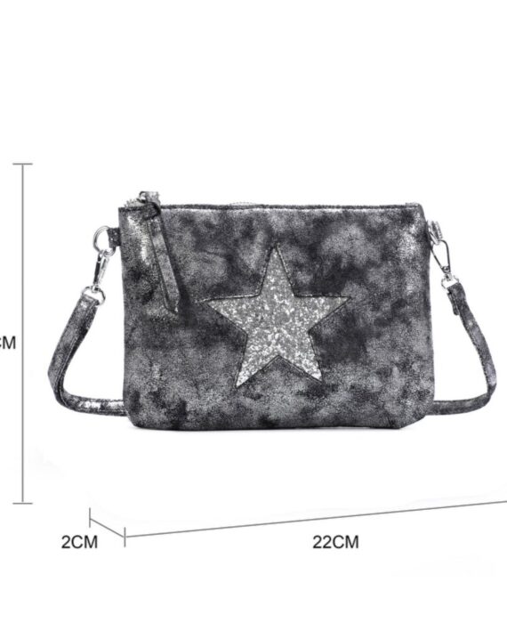 Nova Glitter Star Cross Body Bag - Grey