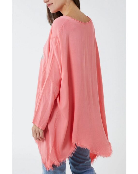 Katie Oversized Foil Star Top - Coral
