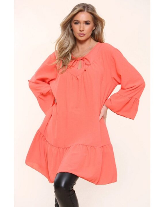 Fay Tired Smock Dress - Coral