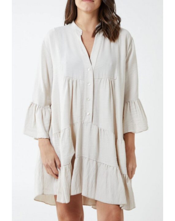 Willow Tired Smock Dress - Stone