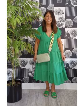 Whitney Midi Smock Dress - Green