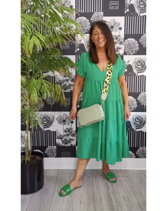 Whitney Midi Smock Dress - Green