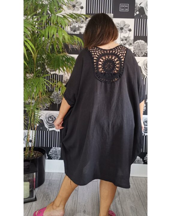 Libby Crochet Back Detail Dress - Black