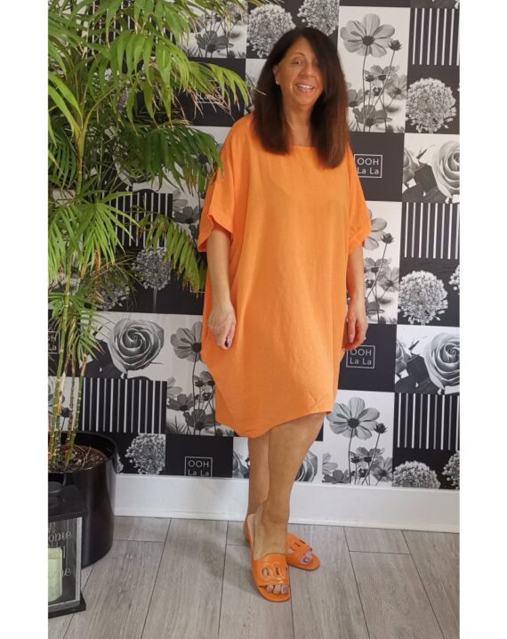 Libby Crochet Back Detail Dress - Orange