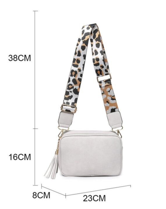 Dina Leopard Print Strap Cross Body Bag - Grey