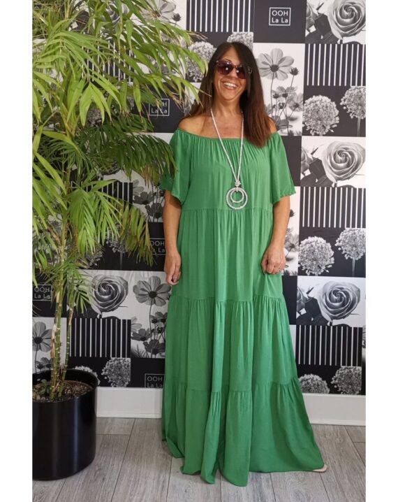 Tracey Gypsy Tiered Maxi Dress - Green