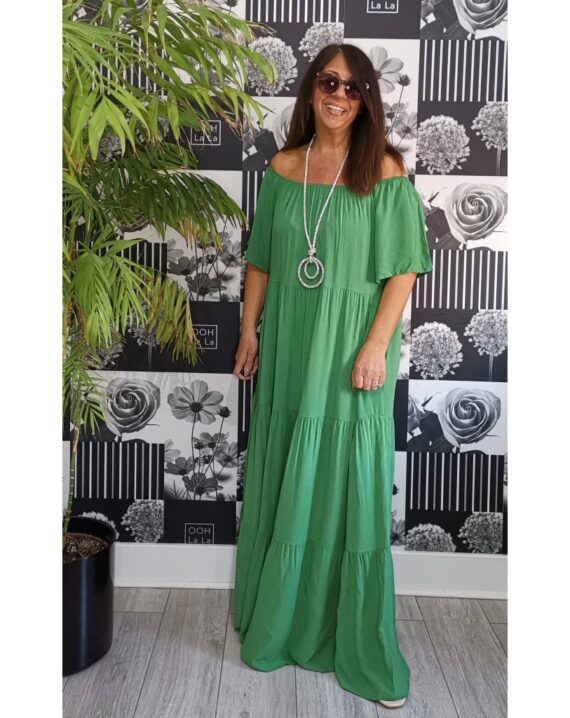 Tracey Gypsy Tiered Maxi Dress - Green