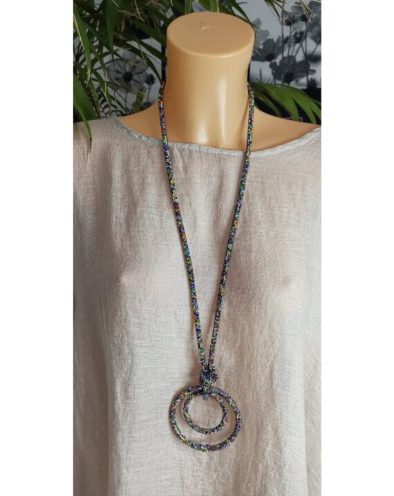 Amy Large Double Hoop Necklace - Multi