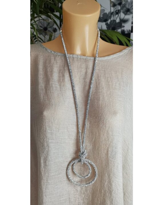 Amy Large Double Hoop Necklace - Silver