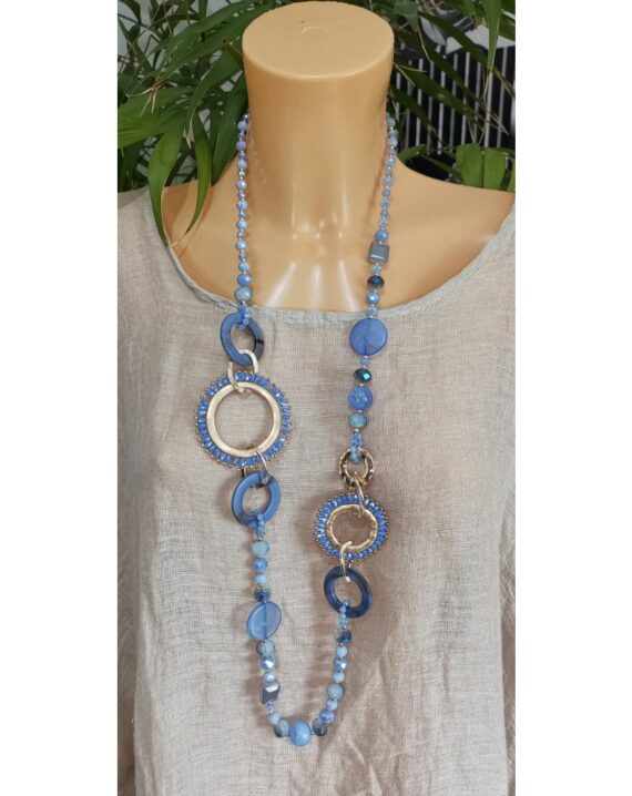Nancy Faceted Bead Necklace - Blue