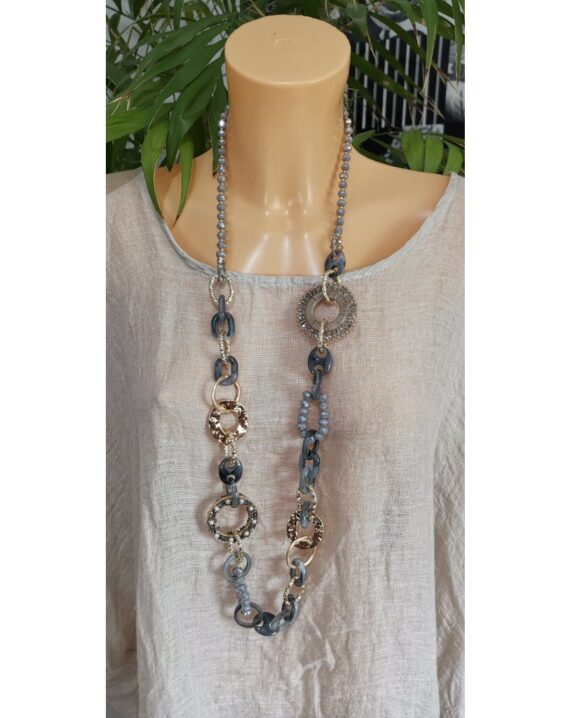 Maddison Faceted Bead Necklace - Grey