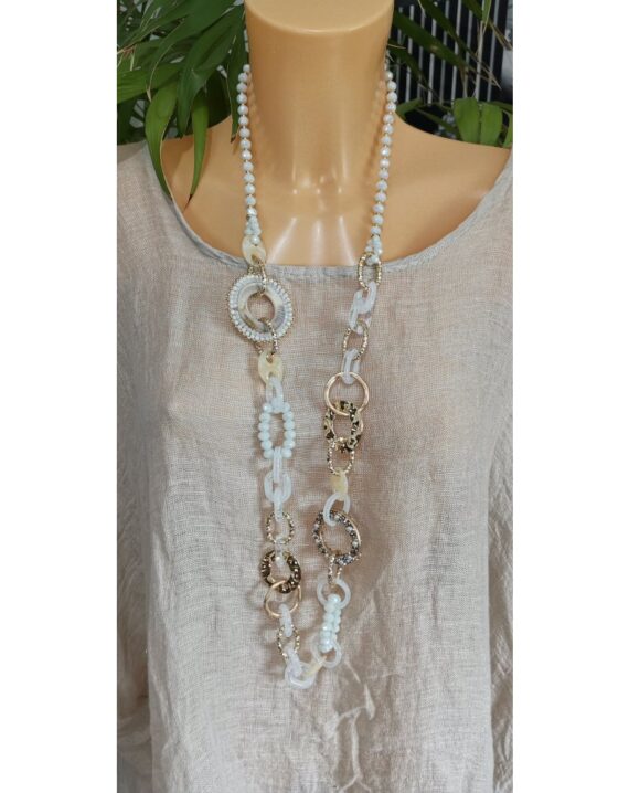 Maddison Faceted Bead Necklace - White
