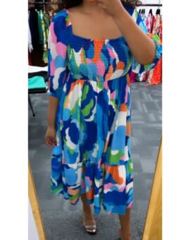Add this pretty prints dress to your summer collection. Bold vibrant print and in a lightweight material this dress is perfect.