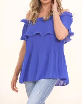 Diane Pleated Top - Royal Blue