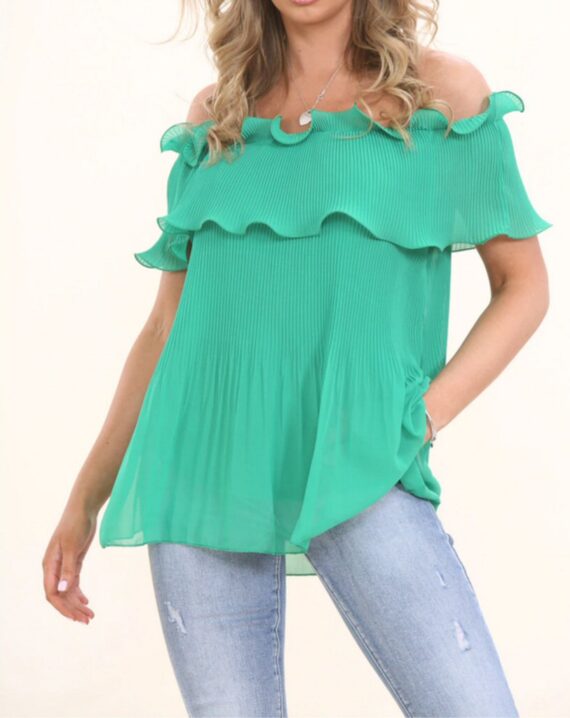 Diane Pleated Top - Green