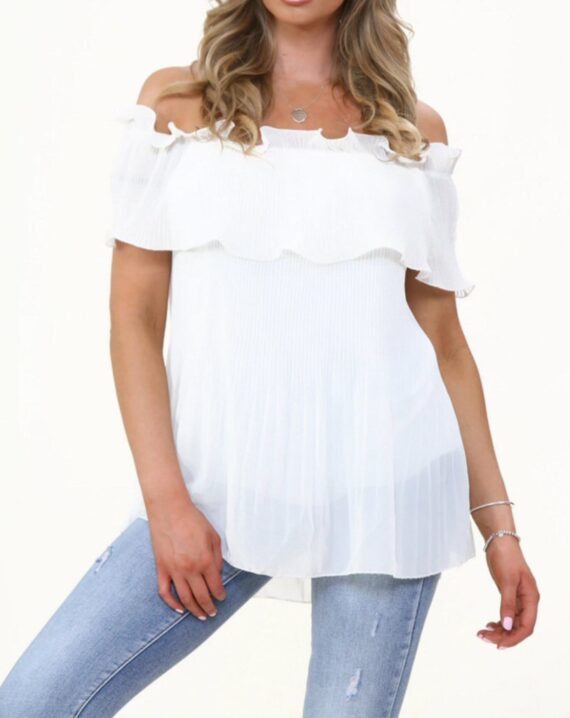 Diane Pleated Top - White