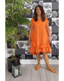 Tyler Frill Detail Jersey Dress - Orange
