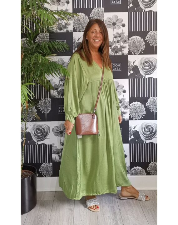 Athena Silk Blend Maxi Dress - Green