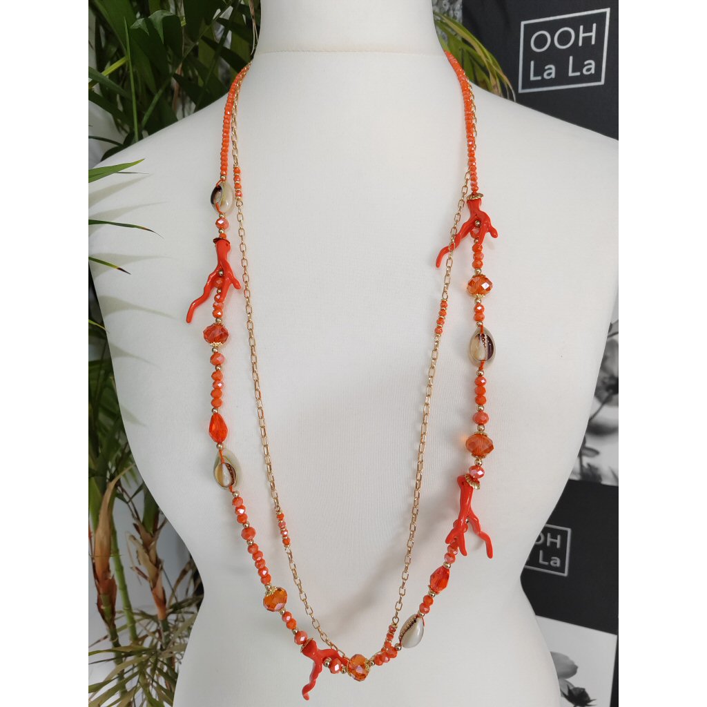 Double Layer Necklace - Orange
