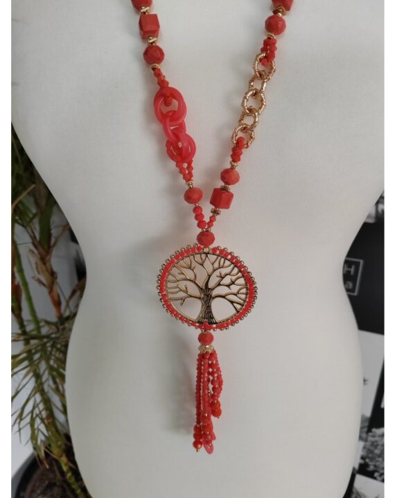 Tree Of Life Necklace - Coral