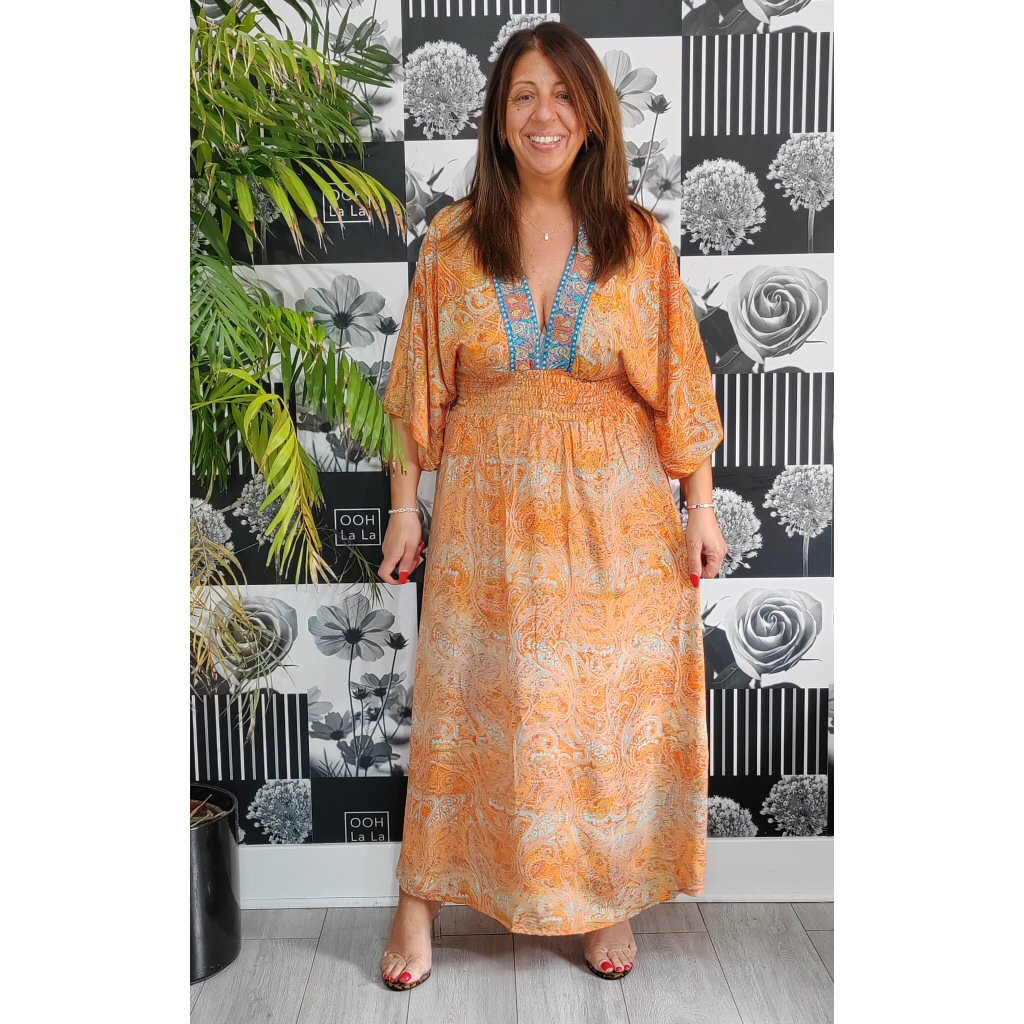 Clara Silk Boho Dress - Orange - Forbidden Fashion