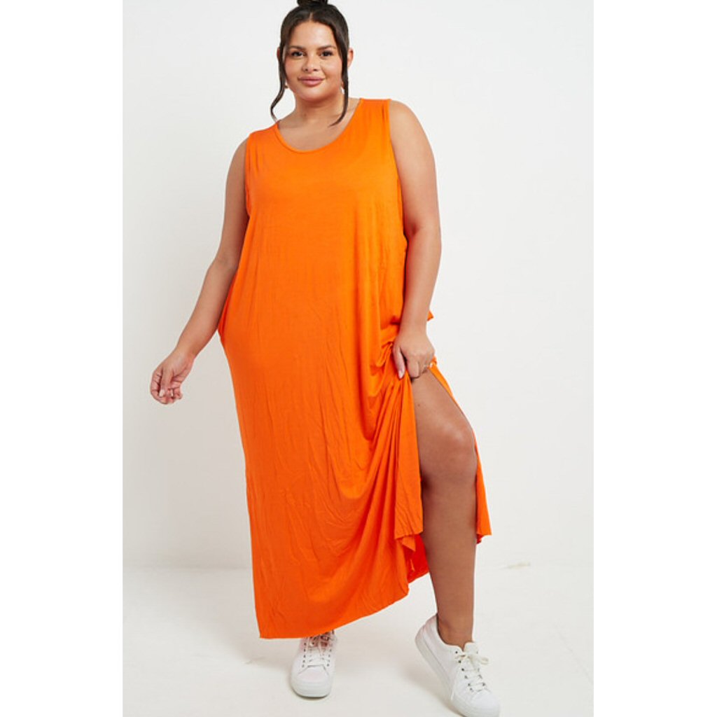 Melissa Split Sides Maxi Dress - Orange - Forbidden Fashion