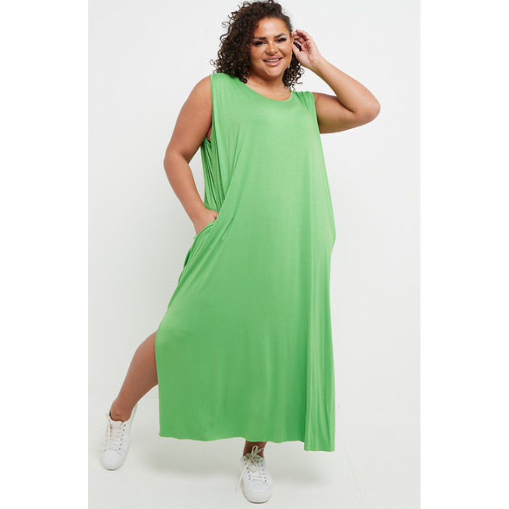 Melissa Split Sides Maxi Dress - Apple Green - Forbidden Fashion