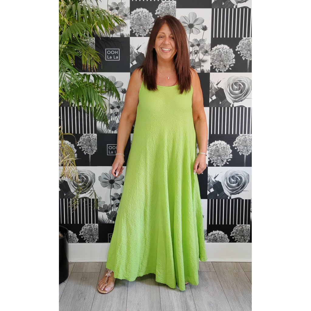 Jilly Cheesecloth Maxi Dress - Lime - Forbidden Fashion