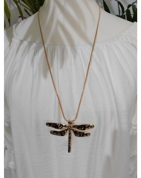 Dragon Fly Long Necklace - Gold