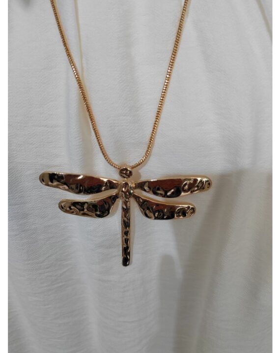 Dragon Fly Long Necklace - Gold