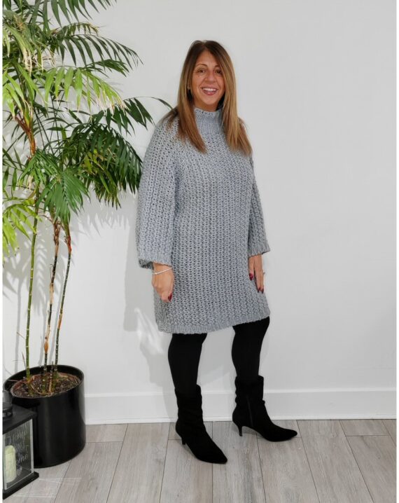 Mary Chunky Knit Jumper Dress - Grey
