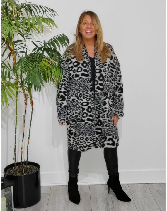 Evelyn Wool Blend Coat - Leopard