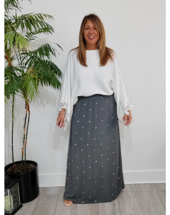 Darcy Sequin Maxi Skirt - Charcoal
