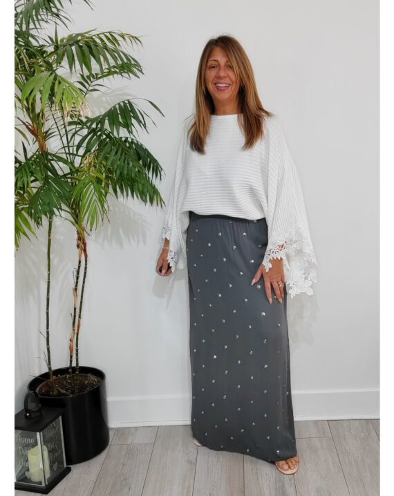 Darcy Sequin Maxi Skirt - Charcoal