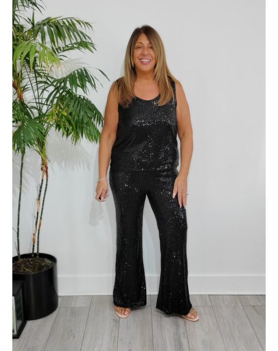 Charlie Sequin Trousers - Black