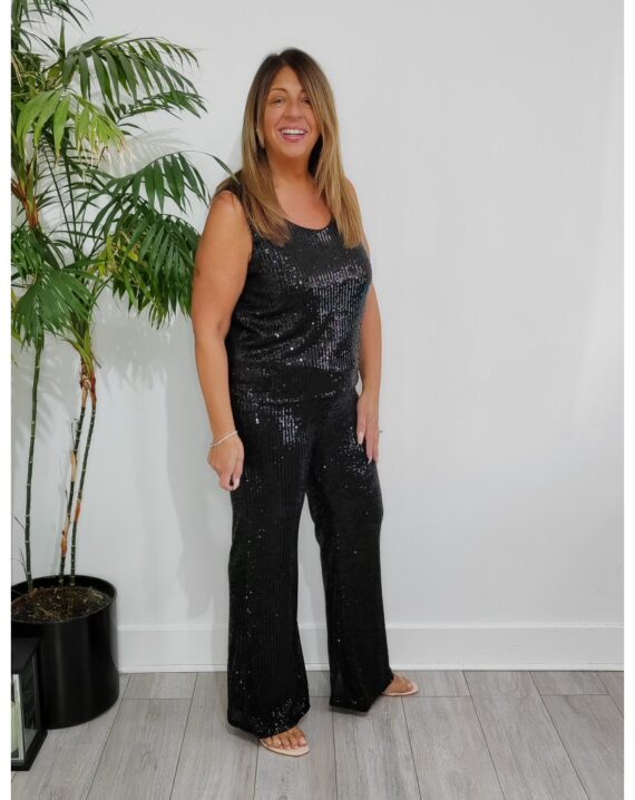 Charlie Sequin Trousers - Black