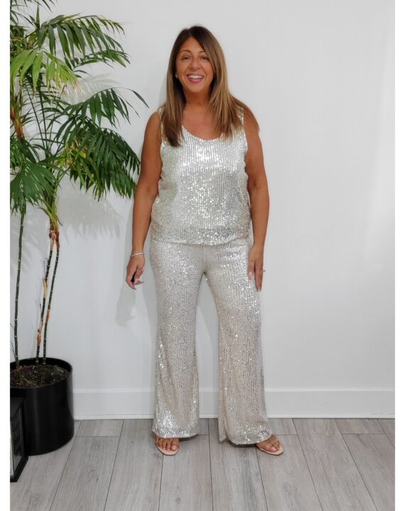 Charlie Sequin Trousers - Cream