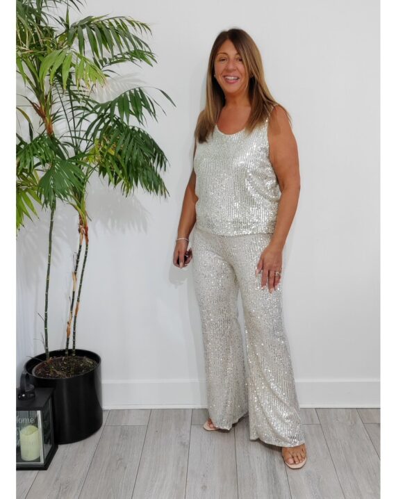 Charlie Sequin Trousers - Cream