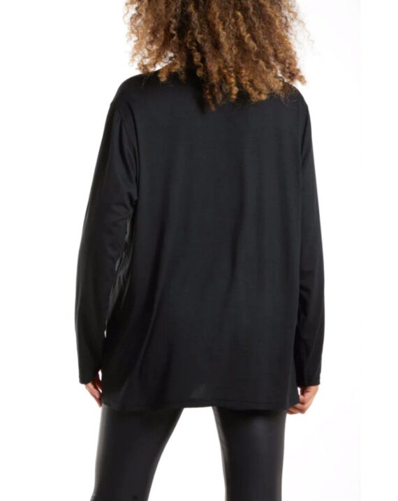 Autumn Ruched Polo Neck Top - Black Plus Size