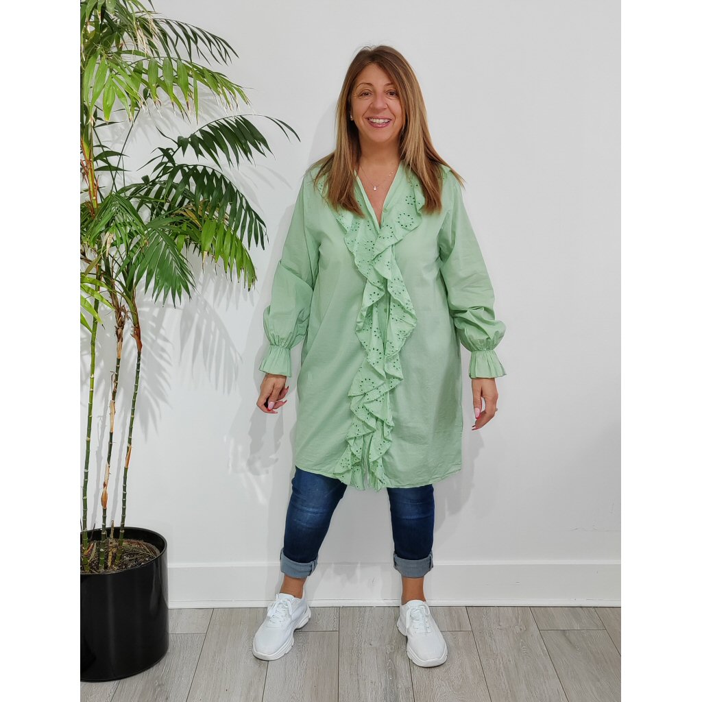 Dorothy Broderie Anglaise Blouse - Green