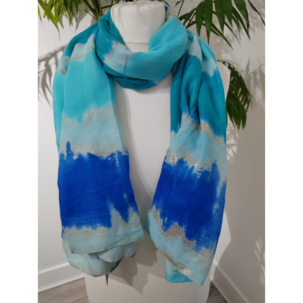 Tie Dye Print Scarf - Blue