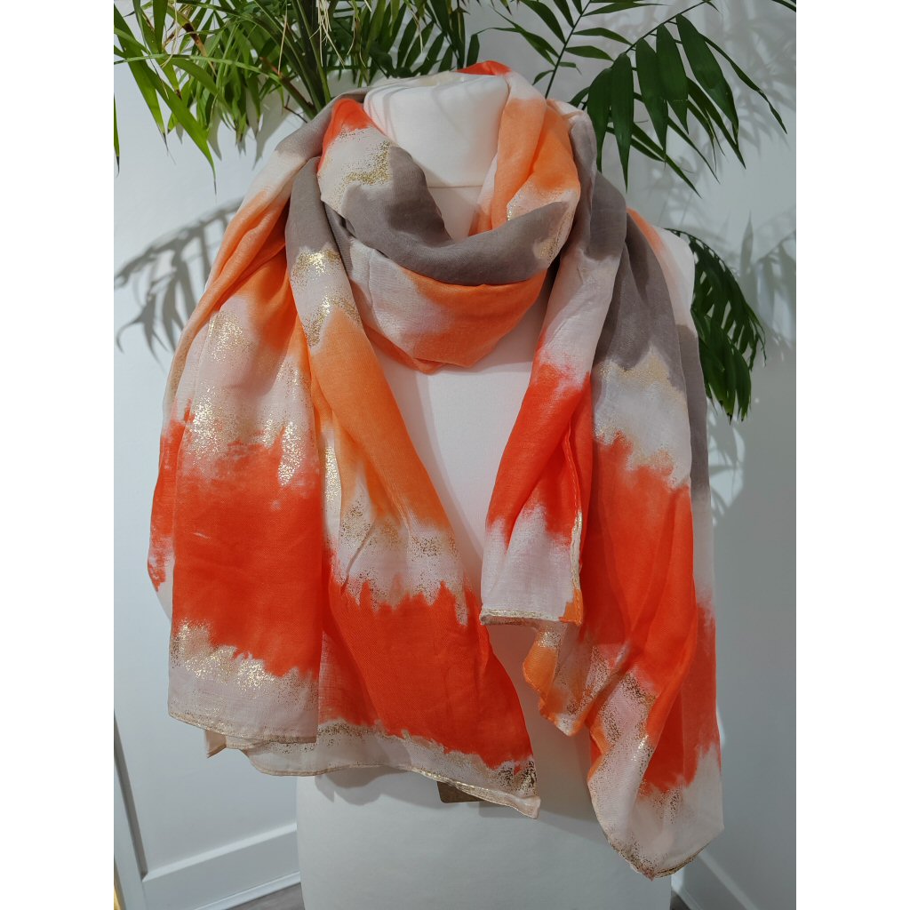 Tie Dye Print Scarf - Orange