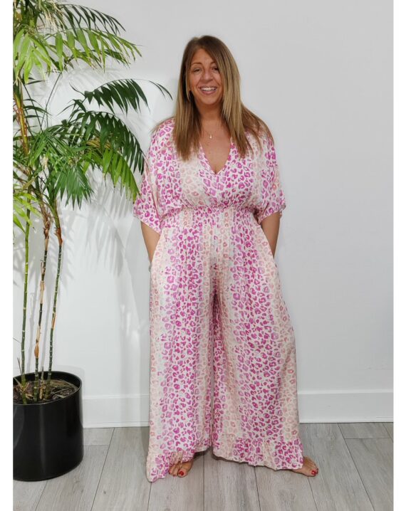 Caroline Leopard Print Jumpsuit - Pink