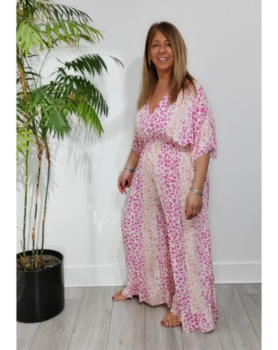 Caroline Leopard Print Jumpsuit - Pink