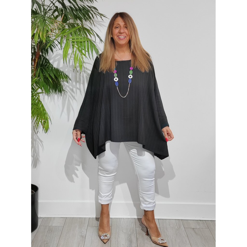 Angie Necklace Tunic Top - Black